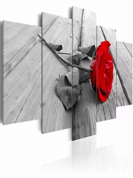 artgeist Wandbild Rose on Wood (5 Parts) Wide Red grau/rot Gr. 200 x 100 günstig online kaufen