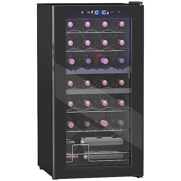HOMCOM Weinkühlschrank Metall Hartglas Schwarz 45L x 43B x 84H cm günstig online kaufen