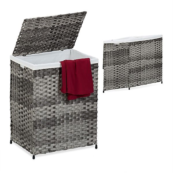 relaxdays Wäschekorb Rattan Optik 90 l, günstig online kaufen