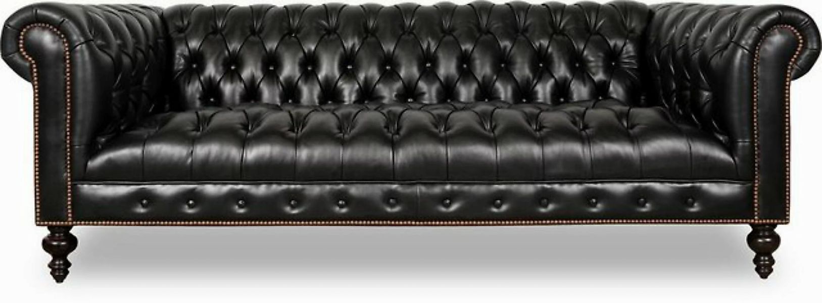 JVmoebel 3-Sitzer Hochwertige Leder Sofa Chesterfield Schwarz 100% Leder So günstig online kaufen