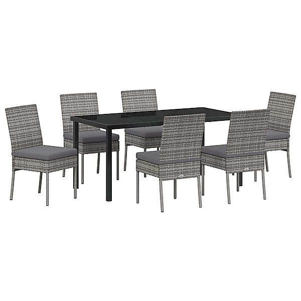 vidaXL Garten Essgruppe 7-Tlg Grau Poly Rattan 3379216 günstig online kaufen