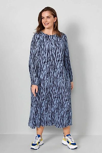 Sara Lindholm Maxikleid Midi-Plissekleid Straight Fit Alloverdruck Langarm günstig online kaufen