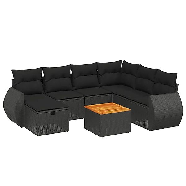 vidaXL 8-Tlg Garten-Sofagarnitur mit Kissen Schwarz Poly Rattan 3265073 günstig online kaufen