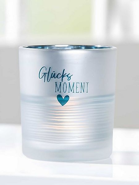 GILDE Teelichthalter Glas Windlicht Glücks Moment (Einzelartikel, 1 St), De günstig online kaufen