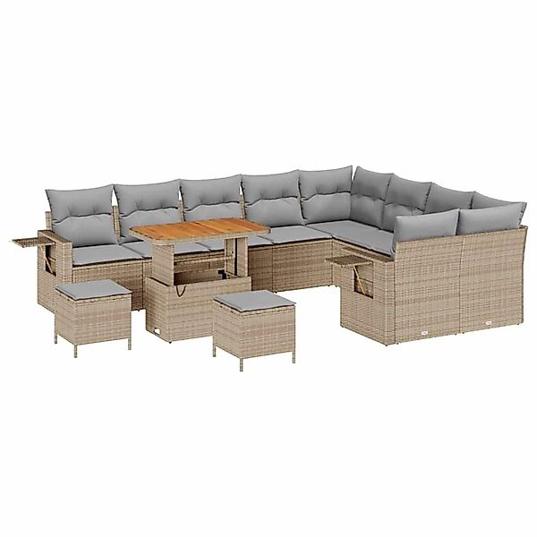 vidaXL Garten-Sofa-Set 12-Tlg Beige Poly Rattan 3361787 günstig online kaufen