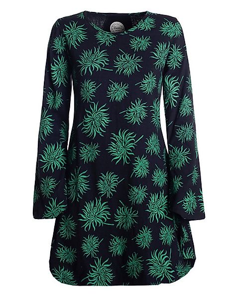 Vishes Tunikakleid Langarm Damen Blumen-Tunika Shirt-Kleid Glockenärmel Bau günstig online kaufen