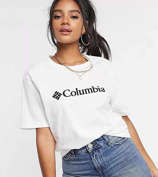 Columbia – CSC – Kurz geschnittenes Basic-T-Shirt mit Logo in Weiß, exklusi günstig online kaufen