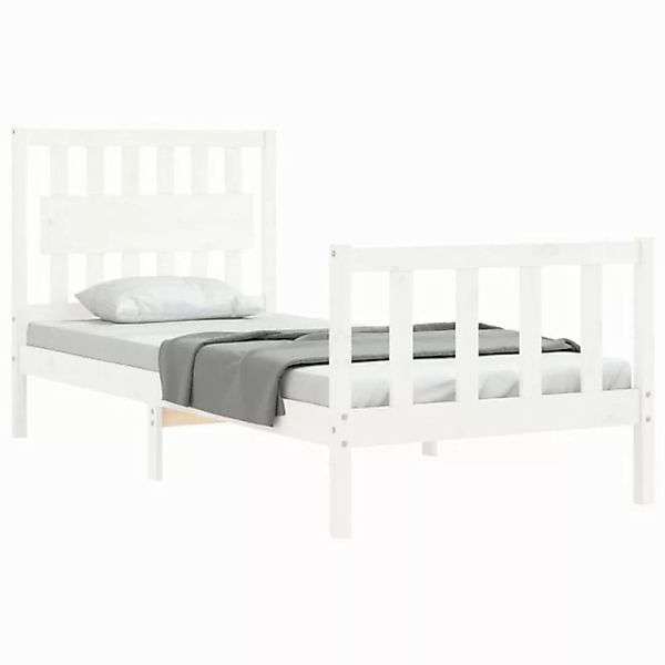 vidaXL Bett Massivholzbett ohne Matratze Weiß 90x200 cm Kiefernholz günstig online kaufen