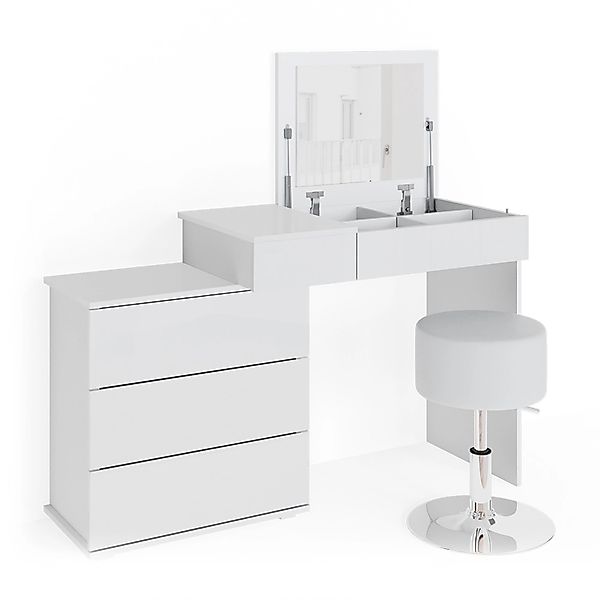 Vicco Schminktisch Lotos Weiß 117.4 cm mit Hocker günstig online kaufen