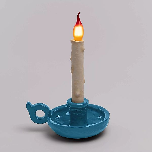 SELETTI Grimm Bugia Dekotischlampe Kerzenform blau günstig online kaufen