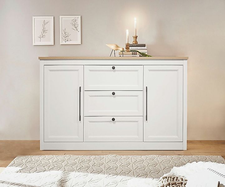 OTTO home Sideboard Ismund, aus MDF, mit Holz-Zierleiste, schwarzen Metallg günstig online kaufen