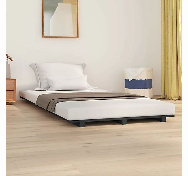 furnicato Bett Massivholzbett Grau 100x200 cm Kiefer günstig online kaufen