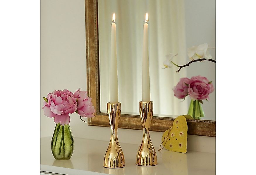 MARELIDA Kerzenhalter Stabkerzenhalter Kerzenständer Tafelkerzenhalter gold günstig online kaufen