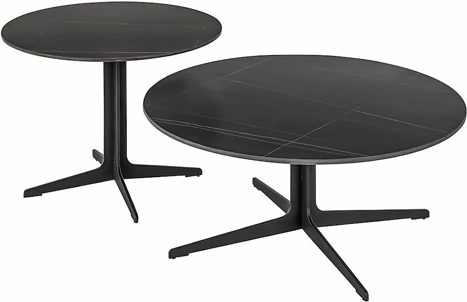 Stolkom Couchtisch "LENA" rund Keramik Schwarz, Tisch mit Gestell in schwar günstig online kaufen