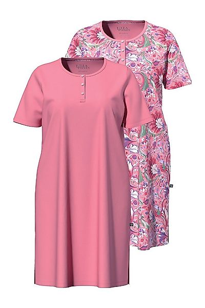 Ulla Popken Bigshirt Bigshirts 2er-Pack Blüten/uni Rundhals Halbarm günstig online kaufen