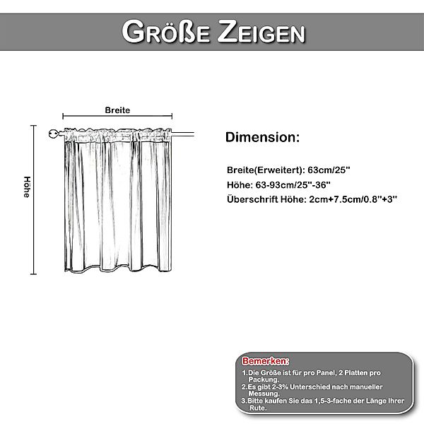 BTTO V&G Scheibengardine Kurze Gardinen 2 günstig online kaufen