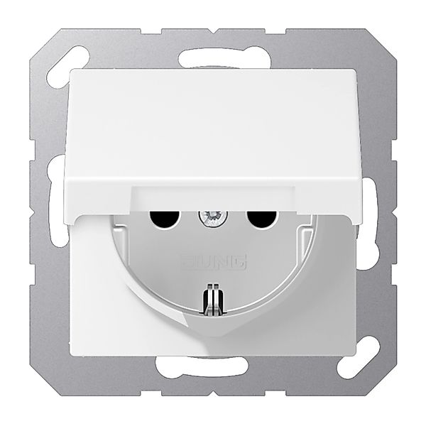 Jung Steckdose mit Klappdeckel Schutzkontakt 16 A 250 V Schneeweiß Matt günstig online kaufen