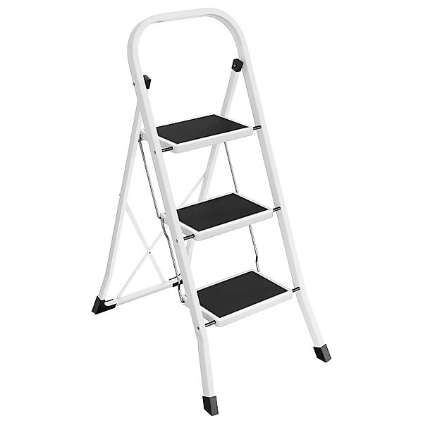 Songmics Trittleiter Brody mit 3 Stufen Rutschfest Weiß-Schwarz günstig online kaufen