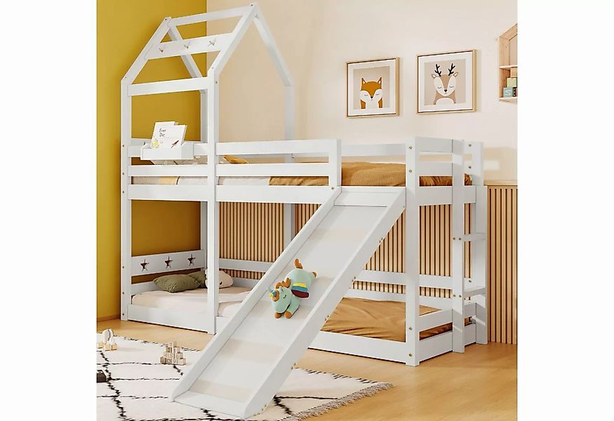 WISHDOR Etagenbett Kinderbett (Hausbett mit Stauraum unter der Treppe 90x20 günstig online kaufen