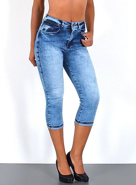 ESRA Caprijeans Damen 3/4 Capri Jeans Hoch-Bund Sommer Hose kurze Jeans Sho günstig online kaufen