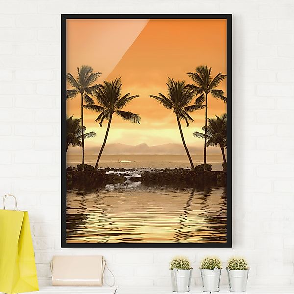 Bild mit Rahmen - Hochformat Caribbean Sunset I günstig online kaufen