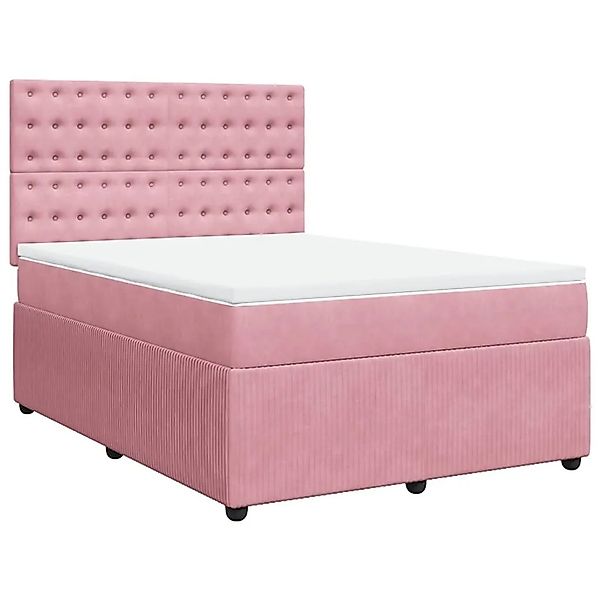 vidaXL Boxspringbett mit Matratze Rosa 140x190 cm Samt 3292351 günstig online kaufen