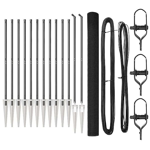 vidaXL Zaunpfosten Grau 25 x 1,6 m 16 x 16 mm Netz Stahl und PVC 3352215 günstig online kaufen
