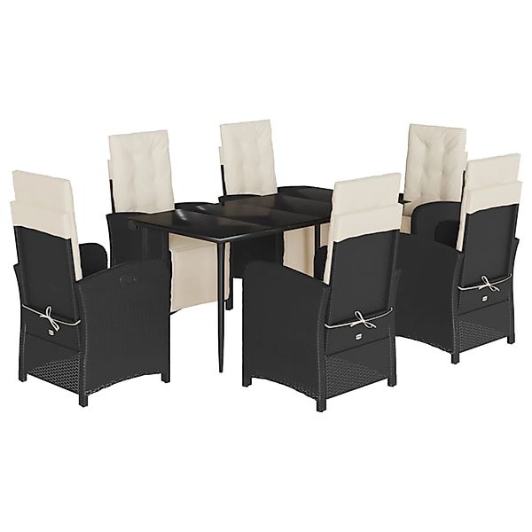 vidaXL 7-Tlg Garten-Essgruppe mit Kissen Schwarz Poly Rattan 3212518 günstig online kaufen