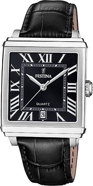 Festina Quarzuhr Festina Herrenuhr Leder schwarz günstig online kaufen