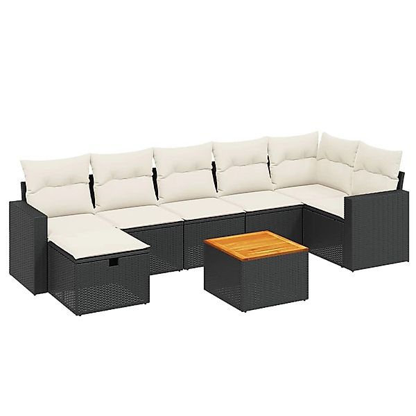 vidaXL 8-tlg Garten-Sofagarnitur mit Kissen Schwarz Poly Rattan Modell 136 günstig online kaufen