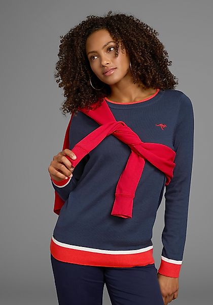 KangaROOS Rundhalspullover mit kontrastfarbenem Saum günstig online kaufen