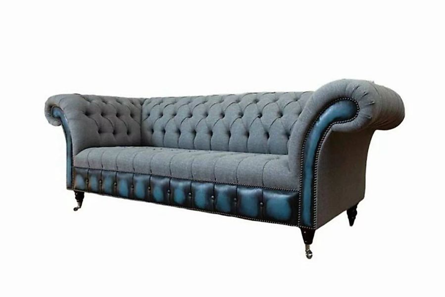 JVmoebel Sofa Blau-graues Chesterfield Sofa Polster Designer Couchen Sofas, günstig online kaufen