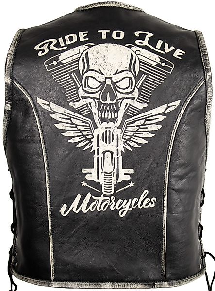 MDM Lederweste Herren Biker Lederweste Kutte günstig online kaufen