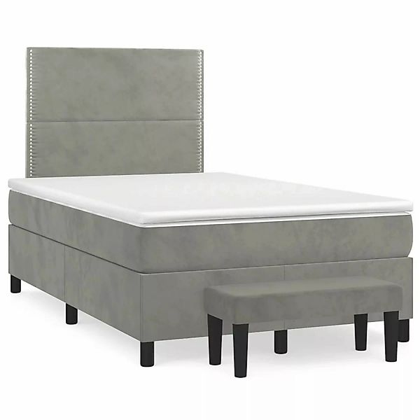 vidaXL Boxspringbett mit Matratze Hellgrau 120x200 cm Samt1357135 günstig online kaufen