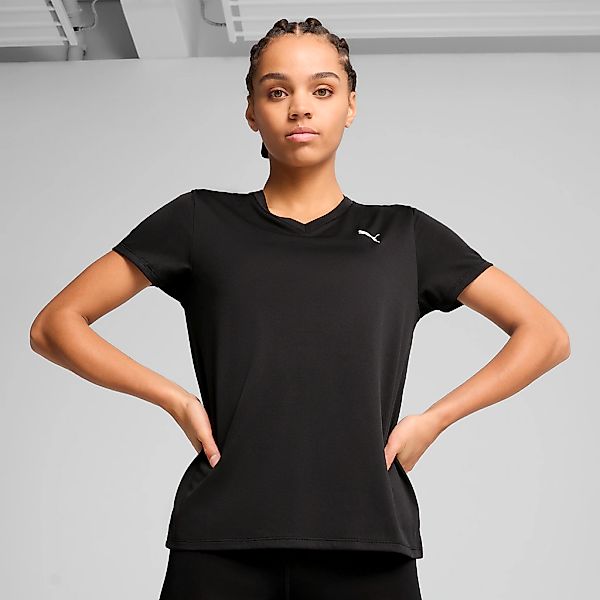 PUMA Trainingsshirt "W TAD ESSENTIAL VNECK TEE" körperbetonte Passform, mit günstig online kaufen