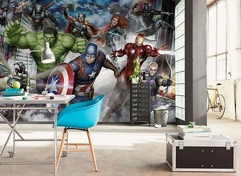 Komar Vlies Fototapete Marvel Avengers Assemble Bunt günstig online kaufen