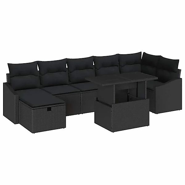 vidaXL Garten-Sofa-Set mit Kissen 8-Tlg Schwarz Poly Rattan 3359850 günstig online kaufen