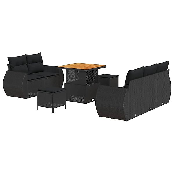 vidaXL Gartensofa-set mit Kissen 8-Tlg Schwarz Poly-Rattan 3363764 günstig online kaufen