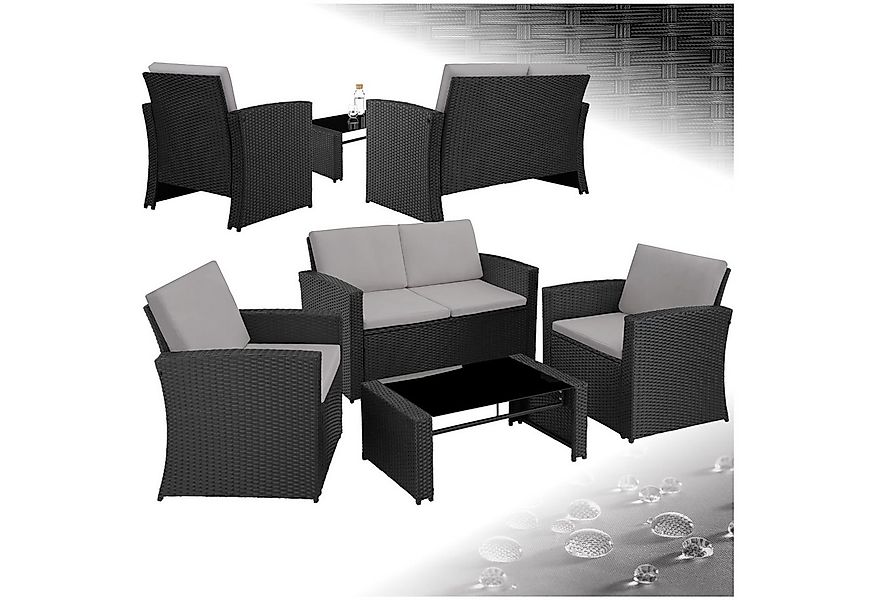 tectake Loungeset Rattan Lounge, (Set., 5-tlg), Robustes Gestell aus Stahl günstig online kaufen