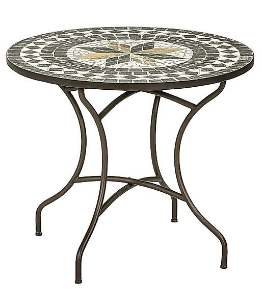 Dehner Gartentisch Mosaiktisch Diana, Stahl / Stein, braun / grau / weiß, v günstig online kaufen