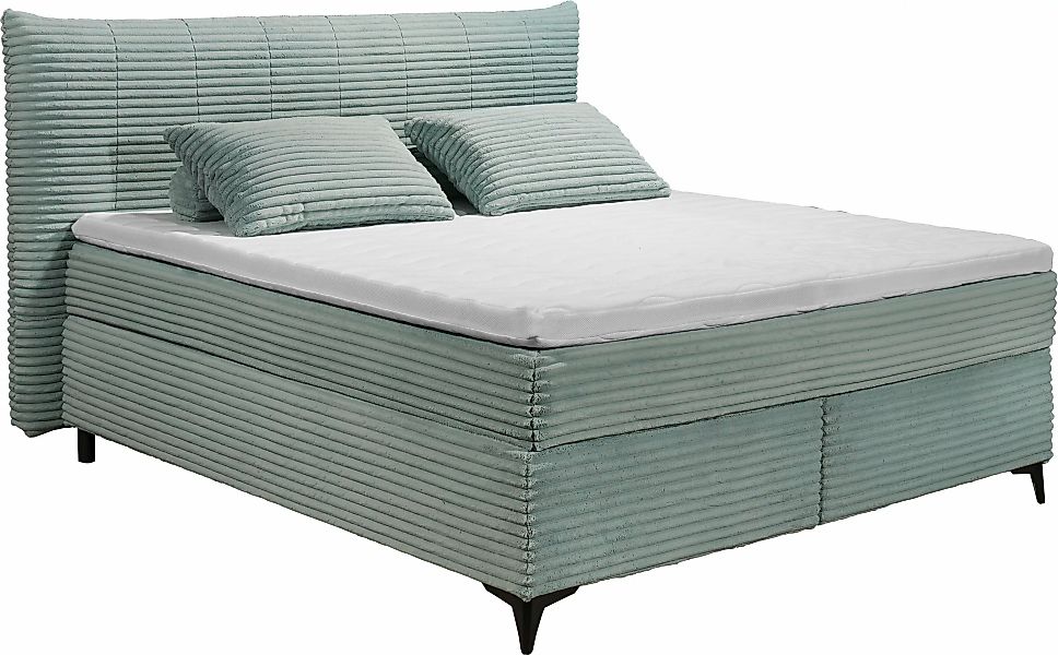 ED EXCITING DESIGN Boxspringbett "Seattle", harte Seite mit Kokosmatte, wei günstig online kaufen