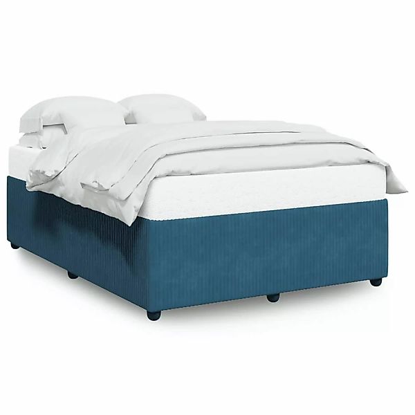 vidaXL Bett, Bettgestell Blau 160x200 cm Samt günstig online kaufen