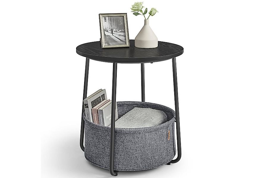 VASAGLE Beistelltisch, rund, Couchtisch, mit Korb aus Stoff, Ø45 cm, modern günstig online kaufen