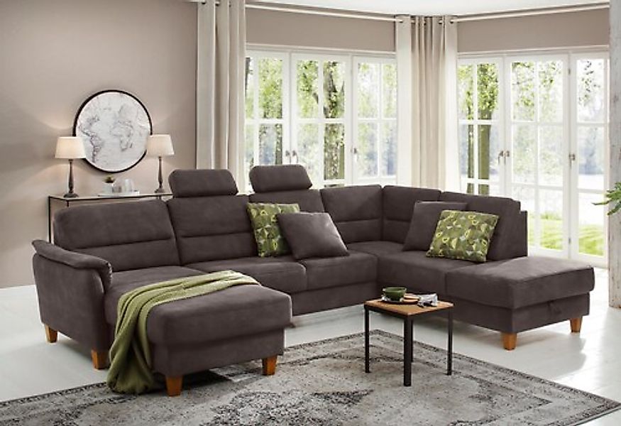 Home affaire Wohnlandschaft »Palmera U-Form, B: 308 cm« optional Bettfunkti günstig online kaufen