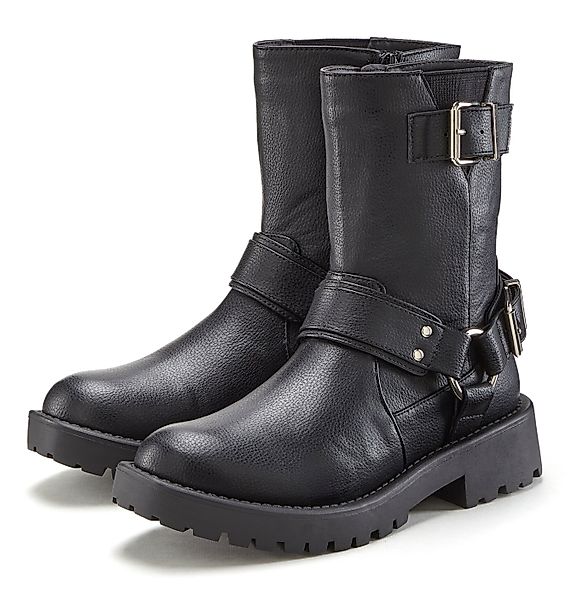 LASCANA Bikerboots mit trendigen Zierschnallen, Stiefel, günstig online kaufen