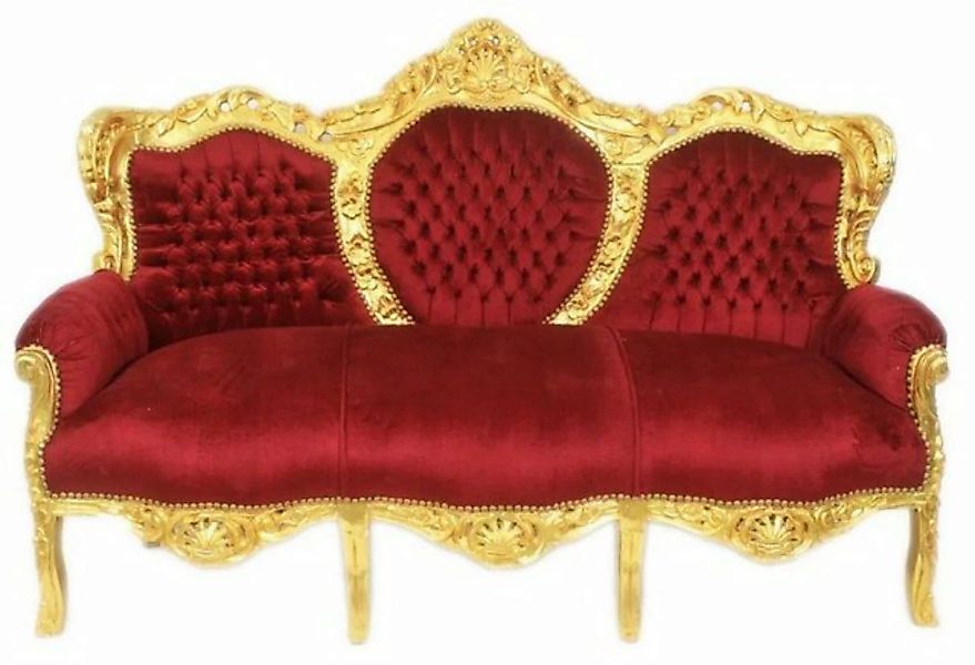 Casa Padrino 3-Sitzer Barock 3er Sofa King Bordeaux / Gold - Möbel günstig online kaufen