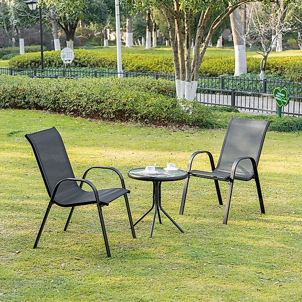 Outsunny 2er Set Gartenstuhl Stapelstuhl mit Armlehne Essstühle Garten Meta günstig online kaufen