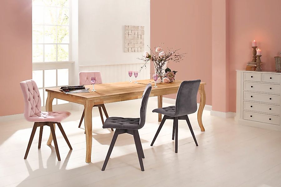 andas Esszimmerstuhl "Rania" (Set) 2 Stk. Samtoptik mit Massivholzbeinen günstig online kaufen