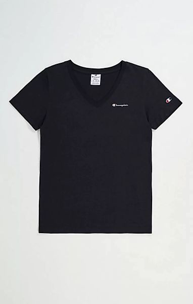 Champion Kurzarmshirt Damen V-Neck-T-Shirt mit Champion Logo - Schwarz günstig online kaufen