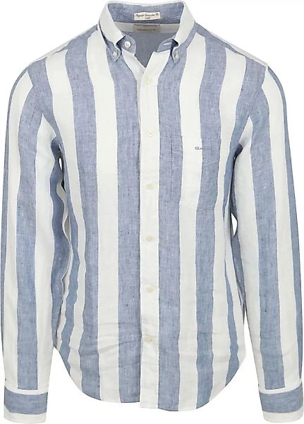 Gant College Hemd Leinen Streifen Blau - Größe M günstig online kaufen